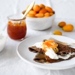 Whole Grain Buckwheat Crepes with Yogurt Whipped Cream