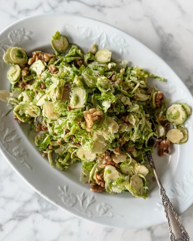 I was going to share the recipe for this simple Thanksgiving side dish in the newsletter over the weekend. But instead, you’ll find it here tomorrow! A crisp, bright and crunchy Brussels sprouts and walnut salad. And one you can make ahead!